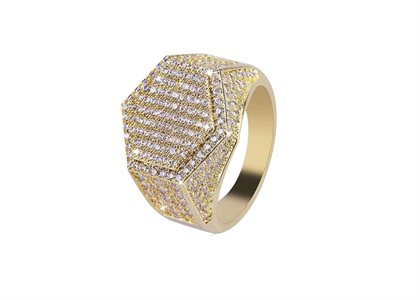 Gold Plated Hexagon Micro Pave Ring